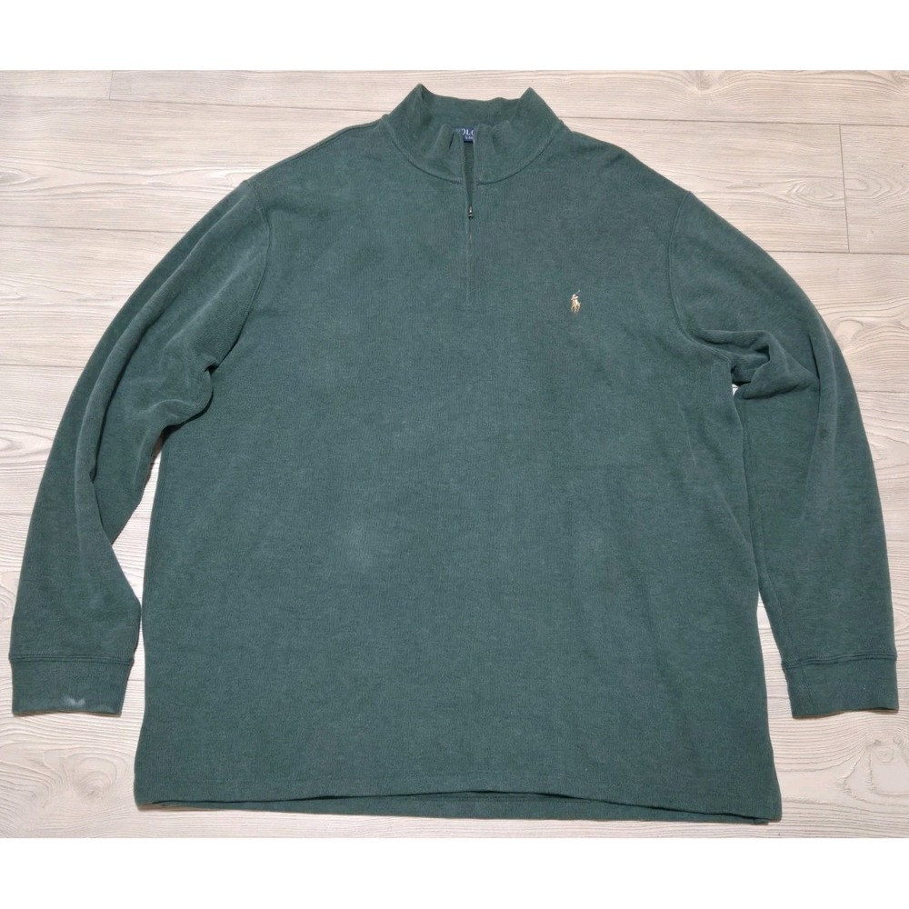 Polo Ralph Lauren 1/4 Zip Pullover Sweater Flesh Pony Green Mens 2XL Tall 2XLT
